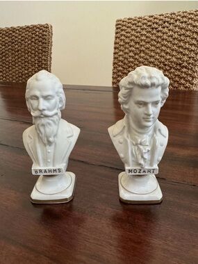Hand Painted Made Japan 23/349X Lot of 2 Bust Brahms Mozart Gold Trim